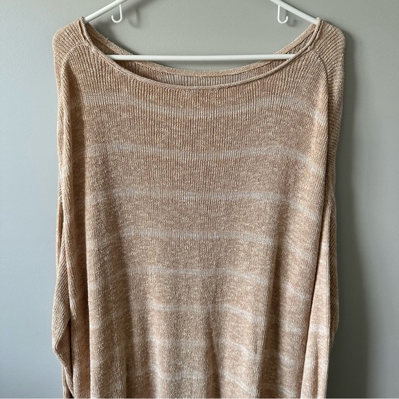 Free People Shipping News Oversized Tunic Sweater Women L Beige Tan Cozy Beachy - Picture 6 of 15